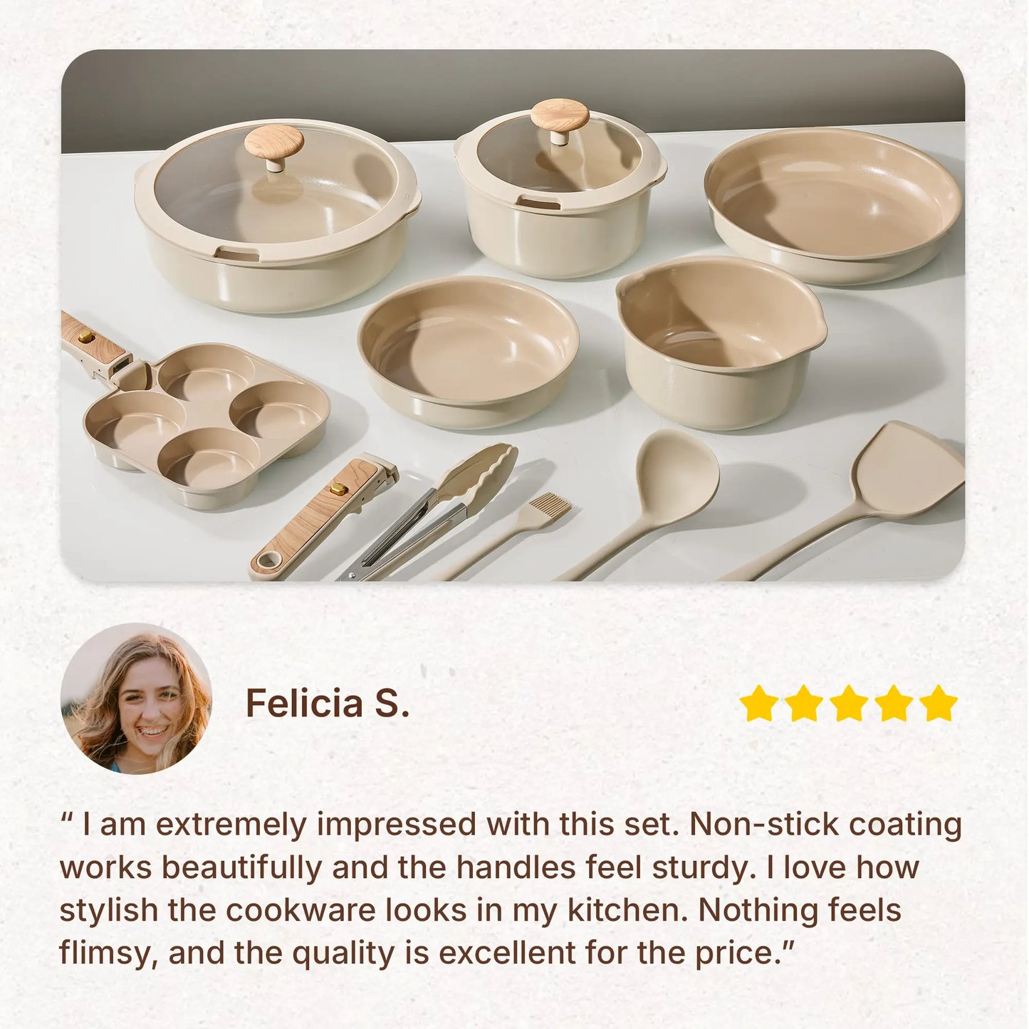 19-Piece Nonstick Cookware Set with Detachable Handles – Stackable Pots & Pans Set, Induction Compatible, Dishwasher Safe, Oven Ready